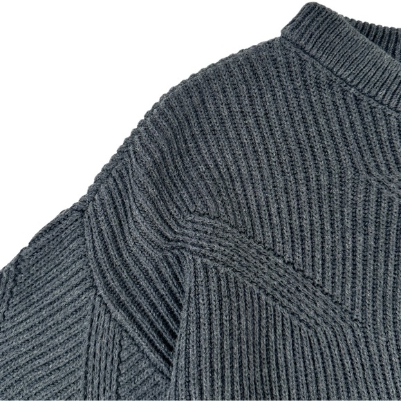 Micaela Greg Dark Gray Rib Knit Short Sleeve Drop Shoulder Cropped Sweater Top - Picture 3 of 7